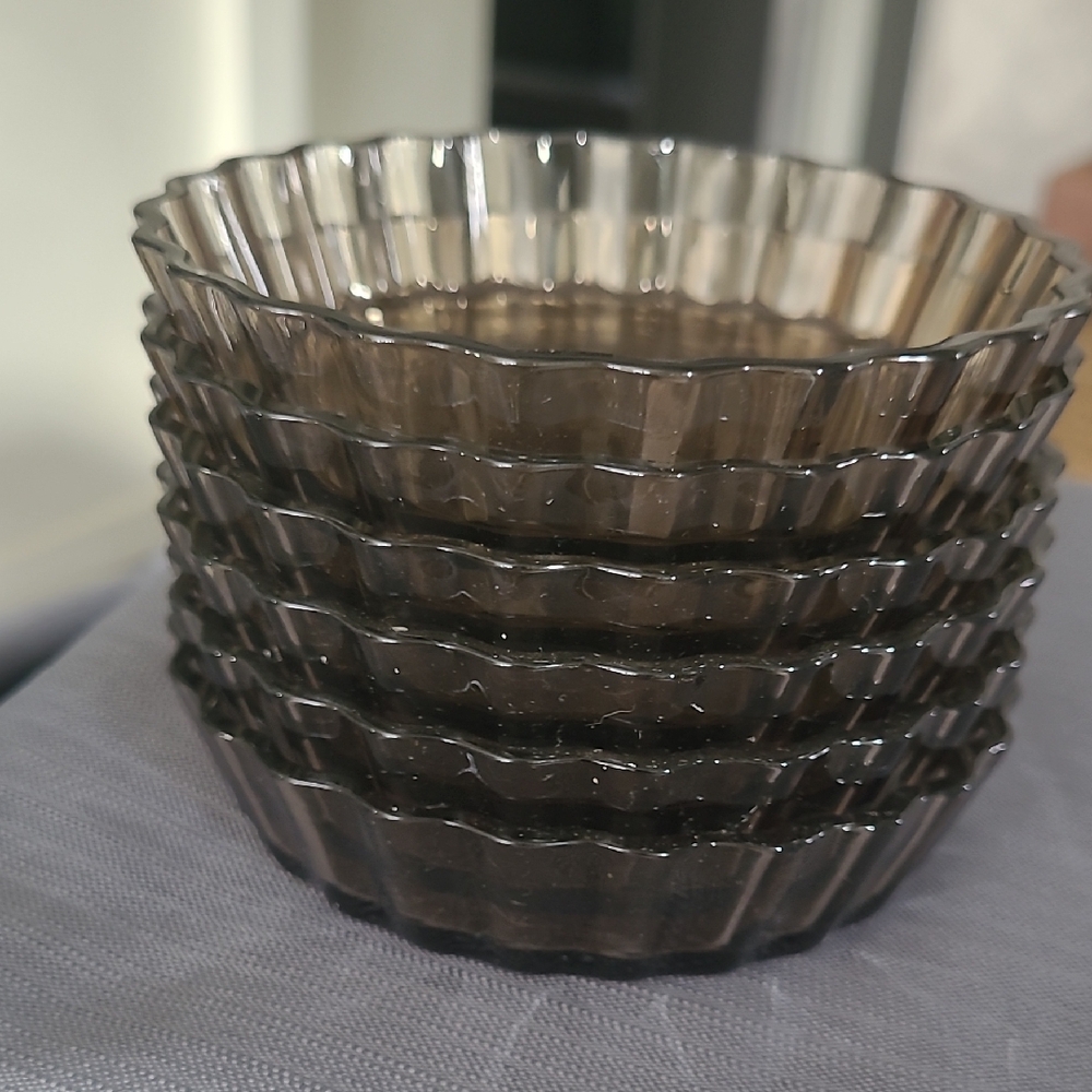 Arcopal France Set of 6 Smoky Glass Bowls